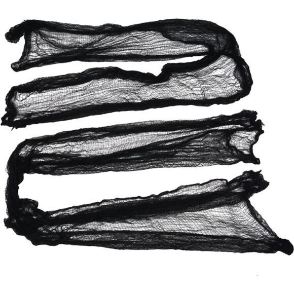 Set of 2 Black Creepy Scary Gauze Cloth Doorways for Walls Entryways 30"x84" - Picture 2 of 6